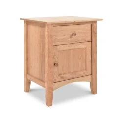 American Shaker 1-Drawer Nightstand with Door - Solid Hardwood 12 American Shaker 1-Drawer Nightstand with Door - Solid Hardwood -VERMONT WOODS American Shaker 1 Drawer 1 Door Nightstand Natural Maple