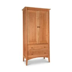 American Shaker Solid Wood Armoire & Wardrobe -VERMONT WOODS American Shaker Armoire 2 Drawer Natural Cherry