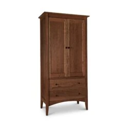 American Shaker Solid Wood Armoire & Wardrobe -VERMONT WOODS American Shaker Armoire 2 Drawer Natural Walnut