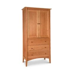 American Shaker Solid Wood Armoire & Wardrobe -VERMONT WOODS American Shaker Armoire 3 Drawer Natural Cherry