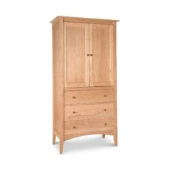 American Shaker Solid Wood Armoire & Wardrobe -VERMONT WOODS American Shaker Armoire 3 Drawer Natural Maple