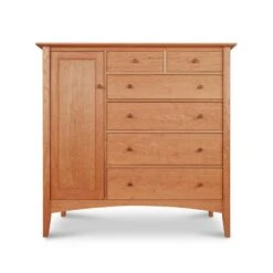 American Shaker Gent's Chest: Solid Hardwood Wardrobe Armoire