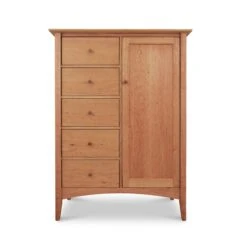 American Shaker Solid Hardwood Sweater Chest with 5 Drawers & Wardrobe