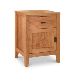 Modern Solid Wood Nightstand with Drawer and Door - Andover Collection -VERMONT WOODS Andover Modern 1 Door 1 Drawer Nightstand Natural Cherry