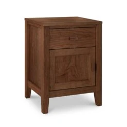 Modern Solid Wood Nightstand with Drawer and Door - Andover Collection -VERMONT WOODS Andover Modern 1 Door 1 Drawer Nightstand Natural Walnut