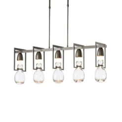 Hubbardton Forge Apothecary Pendant - Handcrafted 5-Light Glass Chandelier