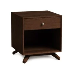 Copeland Astrid 1-Drawer Enclosed Shelf Nightstand -VERMONT WOODS Astrid Cherry 1 Drawer Enclosed Shelf Nightstand Smoke Cherry