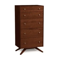 Astrid 5-Drawer Chest: Solid Cherry Hardwood Bedroom Storage 17 Astrid 5-Drawer Chest: Solid Cherry Hardwood Bedroom Storage -VERMONT WOODS Astrid Cherry 5 Drawer Chest Cognac Cherry