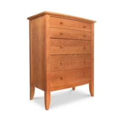 Solid Wood Bow Front 5-Drawer Chest - Handmade Bedroom Storage 11 Solid Wood Bow Front 5-Drawer Chest - Handmade Bedroom Storage -VERMONT WOODS Bow Front 5 Drawer Chest Natural Cherry