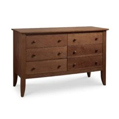 Vermont Handmade Bow Front 6-Drawer Dresser - Natural Solid Wood -VERMONT WOODS Bow Front 6 Drawer Dresser Natural Walnut