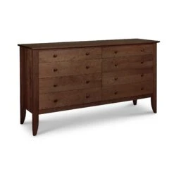 Handcrafted Bow Front 8-Drawer Dresser in Sustainable Solid Wood -VERMONT WOODS Bow Front 8 Drawer Dresser Natural Walnut