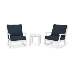 POLYWOOD Braxton 3-Piece Deep Seating Rocker Set 7 POLYWOOD Braxton 3-Piece Deep Seating Rocker Set -VERMONT WOODS Braxton 3 Piece Deep Seating Rocker Set PWS515 2 WH145991 White Marine Indigo