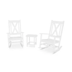 POLYWOOD Braxton 3-Piece Porch Rocking Chair Set 7 POLYWOOD Braxton 3-Piece Porch Rocking Chair Set -VERMONT WOODS Braxton 3 Piece Porch Rocking Chair Set PWS473 1 WH White