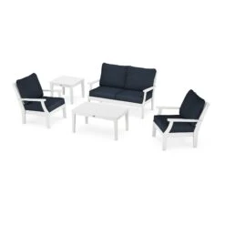 POLYWOOD Braxton 5-Piece Deep Seating Set - All-Weather Patio Furniture 7 POLYWOOD Braxton 5-Piece Deep Seating Set - All-Weather Patio Furniture -VERMONT WOODS Braxton 5 Piece Deep Seating Set PWS487 2 WH145991 White Marine Indigo