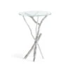 Hand-Hammered Steel Accent Table with Round Tempered Glass Top 2 Hand-Hammered Steel Accent Table with Round Tempered Glass Top -VERMONT WOODS Brindille Accent Table