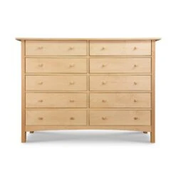 Burlington Shaker Solid Wood 10-Drawer Dresser 7 Burlington Shaker Solid Wood 10-Drawer Dresser -VERMONT WOODS Burlington 10 Drawer Dresser Natural Maple