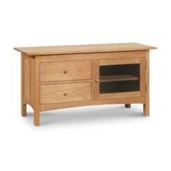 Burlington Shaker Two Drawer Solid Wood Media Console -VERMONT WOODS Burlington Shaker 2 Drawer Media Console Door Right Natural Maple