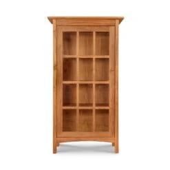 Burlington Shaker Glass Door Bookcase: Handcrafted Solid Wood Storage 13 Burlington Shaker Glass Door Bookcase: Handcrafted Solid Wood Storage -VERMONT WOODS Burlington Shaker Glass Door Bookcase Hinge Left Natural Cherry
