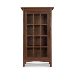 Burlington Shaker Glass Door Bookcase: Handcrafted Solid Wood Storage 12 Burlington Shaker Glass Door Bookcase: Handcrafted Solid Wood Storage -VERMONT WOODS Burlington Shaker Glass Door Bookcase Hinge Right Natural Walnut