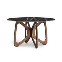 Copeland Butterfly Round Sintered Stone Top Dining Table 14 Copeland Butterfly Round Sintered Stone Top Dining Table -VERMONT WOODS Butterfly Round Sintered Stone Top Table 54 Inch Natural Walnut Sahara Noir