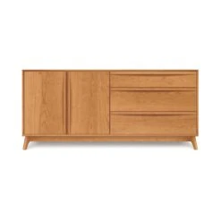 Catalina Mid-Century Modern 3-Drawer, 2-Door Solid Wood Dresser