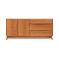 Catalina Mid-Century Modern 3-Drawer, 2-Door Solid Wood Dresser -VERMONT WOODS Catalina 3Drawer 2Door Dresser Doors Left Autumn Cherry