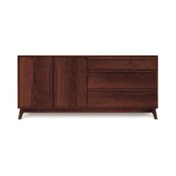 Catalina Mid-Century Modern 3-Drawer, 2-Door Solid Wood Dresser -VERMONT WOODS Catalina 3Drawer 2Door Dresser Doors Left Cognac Cherry