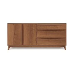 Catalina Mid-Century Modern 3-Drawer, 2-Door Solid Wood Dresser -VERMONT WOODS Catalina 3Drawer 2Door Dresser Doors Left Saddle Cherry