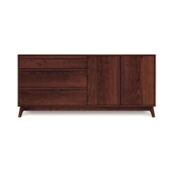 Catalina Mid-Century Modern 3-Drawer, 2-Door Solid Wood Dresser -VERMONT WOODS Catalina 3Drawer 2Door Dresser Doors Right Cognac Cherry
