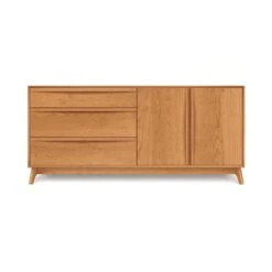 Catalina Mid-Century Modern 3-Drawer, 2-Door Solid Wood Dresser -VERMONT WOODS Catalina 3Drawer 2Door Dresser Doors Right Natural Cherry