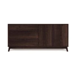 Catalina Mid-Century Modern 3-Drawer, 2-Door Solid Wood Dresser -VERMONT WOODS Catalina 3Drawer 2Door Dresser Doors Right Smoke Cherry