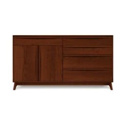 Catalina 5-Drawer, 2-Door Mid-Century Modern Dresser -VERMONT WOODS Catalina 5 Drawer 2 Door Dresser Doors Left Cognac Cherry zs8a5i