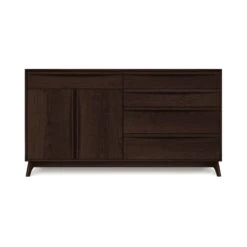 Catalina 5-Drawer, 2-Door Mid-Century Modern Dresser -VERMONT WOODS Catalina 5 Drawer 2 Door Dresser Doors Left Smoke Cherry 80rt6b