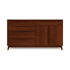 Catalina 5-Drawer, 2-Door Mid-Century Modern Dresser -VERMONT WOODS Catalina 5 Drawer 2 Door Dresser Doors Right Cognac Cherry 1tzeqg