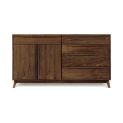 Catalina 5-Drawer, 2-Door Mid-Century Modern Dresser -VERMONT WOODS Catalina 5 Drawer 2 Door Dresser Doors Right Natural Walnut z1tw1q