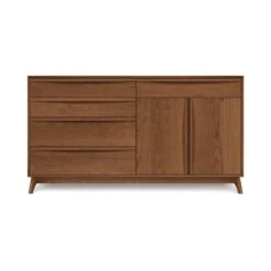 Catalina 5-Drawer, 2-Door Mid-Century Modern Dresser -VERMONT WOODS Catalina 5 Drawer 2 Door Dresser Doors Right Saddle Cherry epzdqi