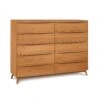 Catalina 10-Drawer Mid-Century Modern Solid Wood Dresser -VERMONT WOODS Catalina Cherry 10 Drawer Dresser