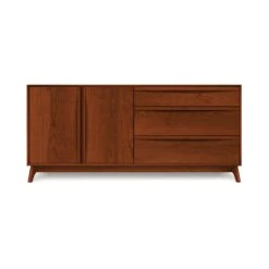 Copeland Catalina 3-Drawer, 2-Door Solid Wood Buffet -VERMONT WOODS Catalina Cherry 3 Drawer 2 Door Buffet Left Doors Cognac Cherry