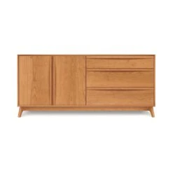 Copeland Catalina 3-Drawer, 2-Door Solid Wood Buffet -VERMONT WOODS Catalina Cherry 3 Drawer 2 Door Buffet Left Doors Natural Cherry