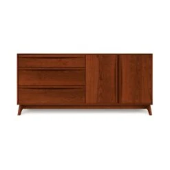 Copeland Catalina 3-Drawer, 2-Door Solid Wood Buffet -VERMONT WOODS Catalina Cherry 3 Drawer 2 Door Buffet Right Doors Cognac Cherry