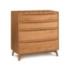 Solid Wood 4-Drawer Chest - Catalina Mid-Century Modern Dresser -VERMONT WOODS Catalina Cherry 4 Drawer Chest