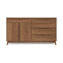 Copeland Catalina 5-Drawer, 2-Door Solid Wood Buffet 26 Copeland Catalina 5-Drawer, 2-Door Solid Wood Buffet -VERMONT WOODS Catalina Cherry 5 Drawer 2 Door Buffet Left Doors Saddle Cherry