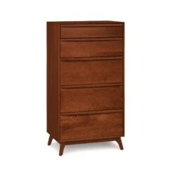 Catalina 5-Drawer Chest - Solid Wood Bedroom Storage 16 Catalina 5-Drawer Chest - Solid Wood Bedroom Storage -VERMONT WOODS Catalina Cherry 5 Drawer Narrow Chest Cognac Cherry