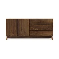 Copeland Catalina 3-Drawer, 2-Door Solid Wood Buffet -VERMONT WOODS Catalina Walnut 3 Drawer 2 Door Buffet Left Doors