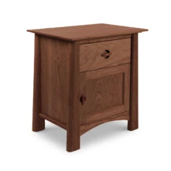 Cherry Moon 1-Drawer Nightstand With Door -VERMONT WOODS Cherry Moon 1 Drawer 1 Door Nighstand Natural Walnut