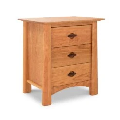 Cherry Moon 3-Drawer Nightstand - Solid Wood Handcrafted Side Table