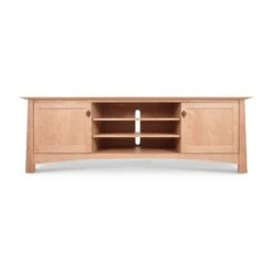 Cherry Moon 80" TV-Media Console with Natural Walnut Pulls -VERMONT WOODS Cherry Moon Large 80 Inch TV Stand Wood Doors Natural Maple