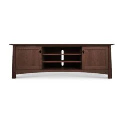 Cherry Moon 80" TV-Media Console with Natural Walnut Pulls -VERMONT WOODS Cherry Moon Large 80 Inch TV Stand Wood Doors Natural Walnut