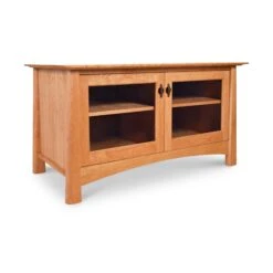 Cherry Moon 49" TV-Media Console 9 Cherry Moon 49" TV-Media Console -VERMONT WOODS Cherry Moon Small 49 Inch TV Stand Glass Doors Natural Cherry