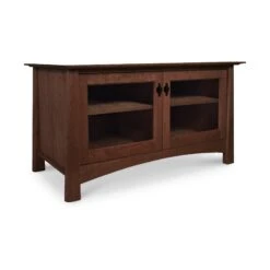 Cherry Moon 49" TV-Media Console 11 Cherry Moon 49" TV-Media Console -VERMONT WOODS Cherry Moon Small 49 Inch TV Stand Glass Doors Natural Walnut